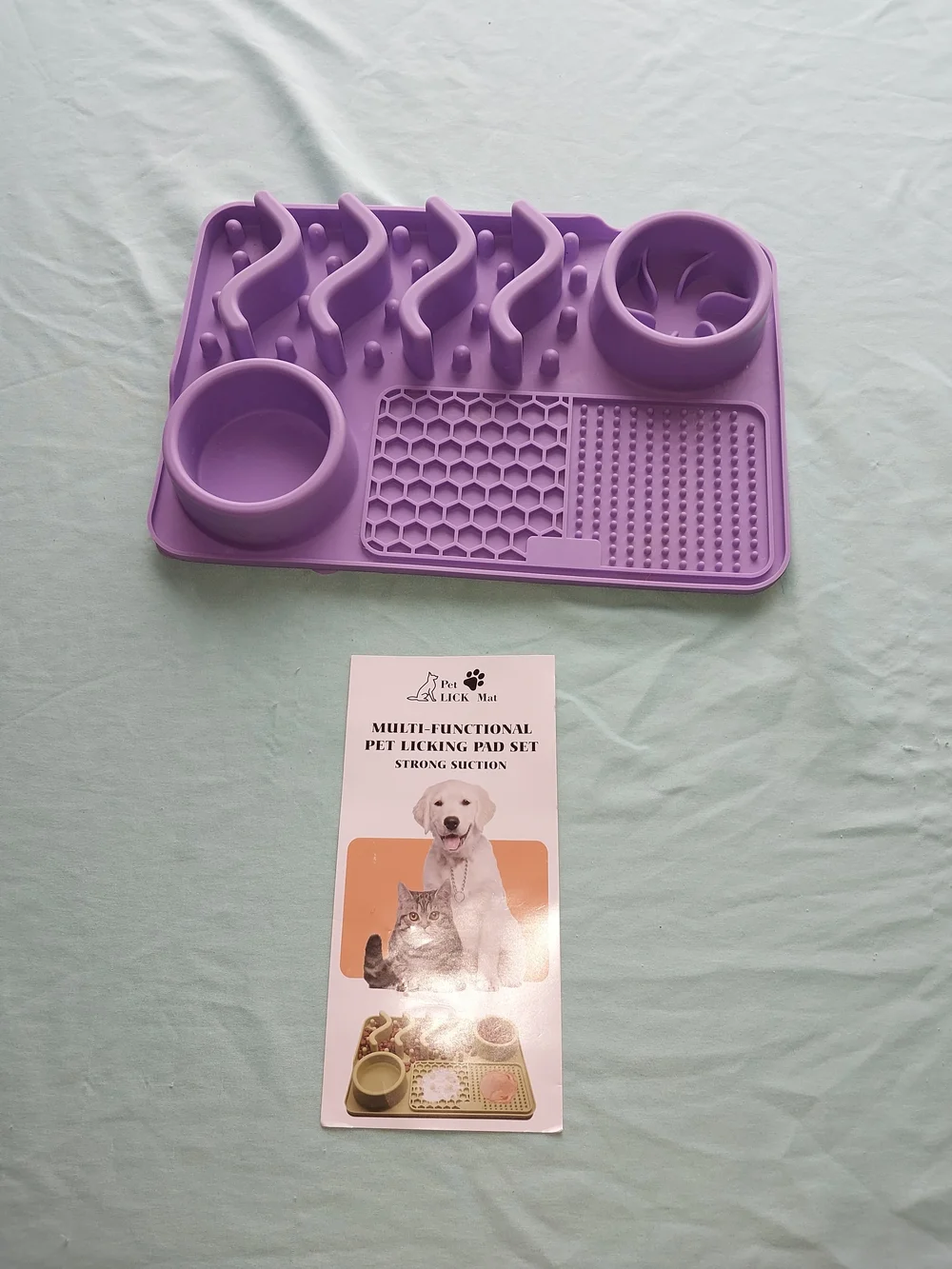 Purple Slow Feeder Lick Mat and Bath Mitt Set - Unbranded